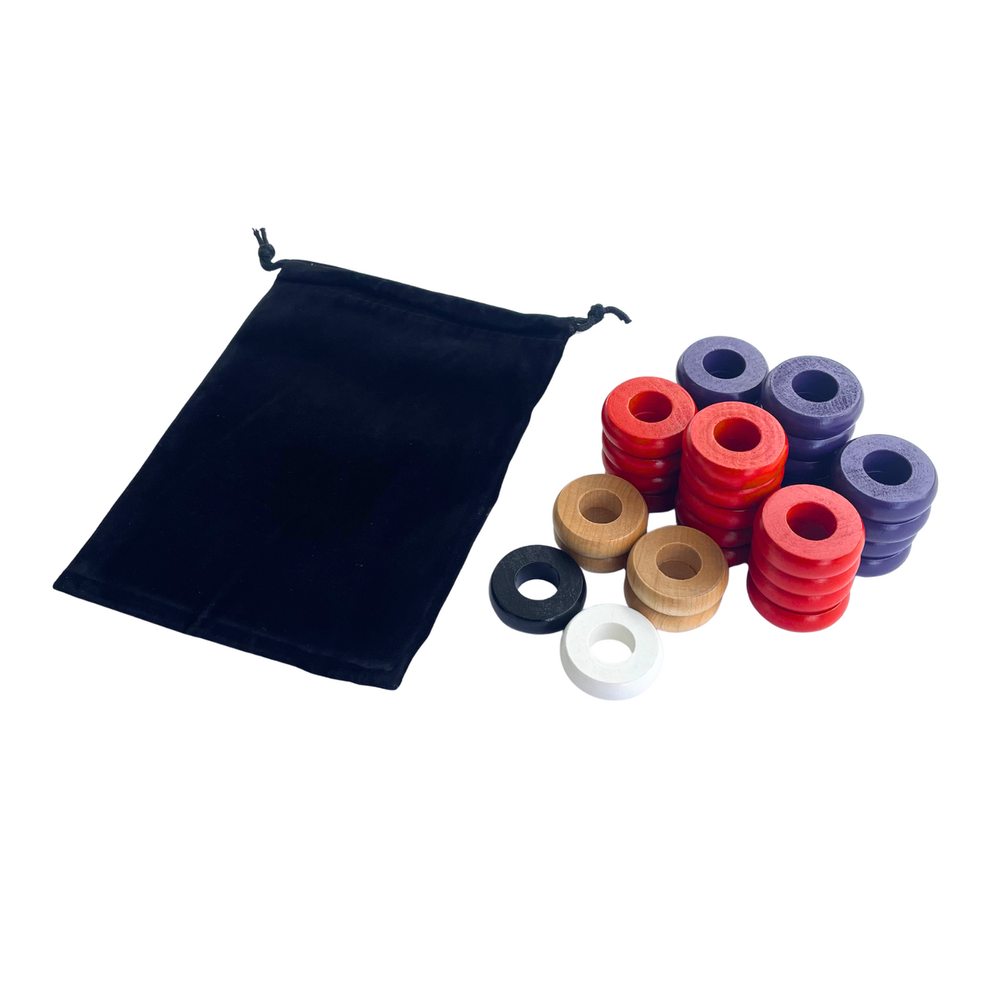 32 Red and Purple Carrom / Pichenotte Rings - (Red / Purple / Natural / Black / White) - Anneaux De Pichenottes - Game Accessories / Accessoires De Jeu - Carrom Canada