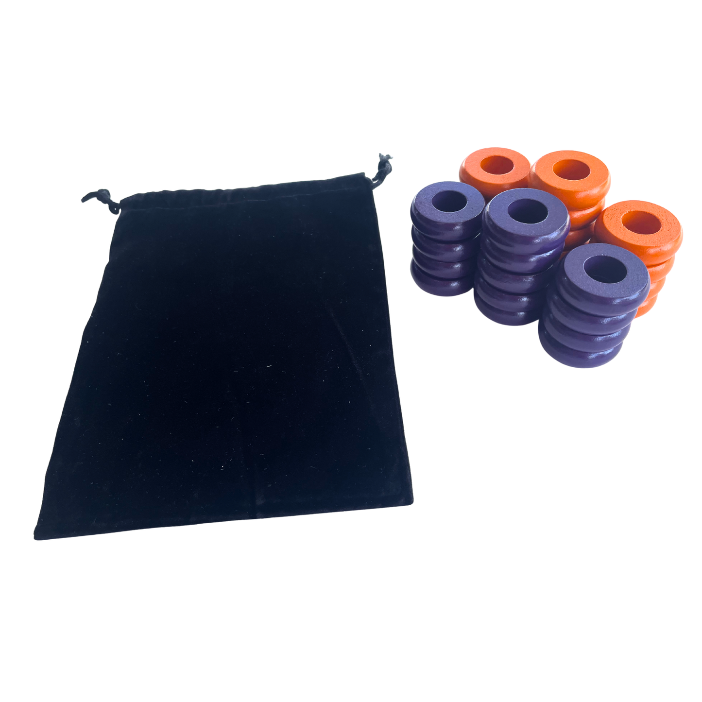 32 Orange and Purple Carrom / Pichenotte Rings - (Orange / Purple / Natural / Black / White) - Anneaux De Pichenottes - Game Accessories / Accessoires De Jeu - Carrom Canada