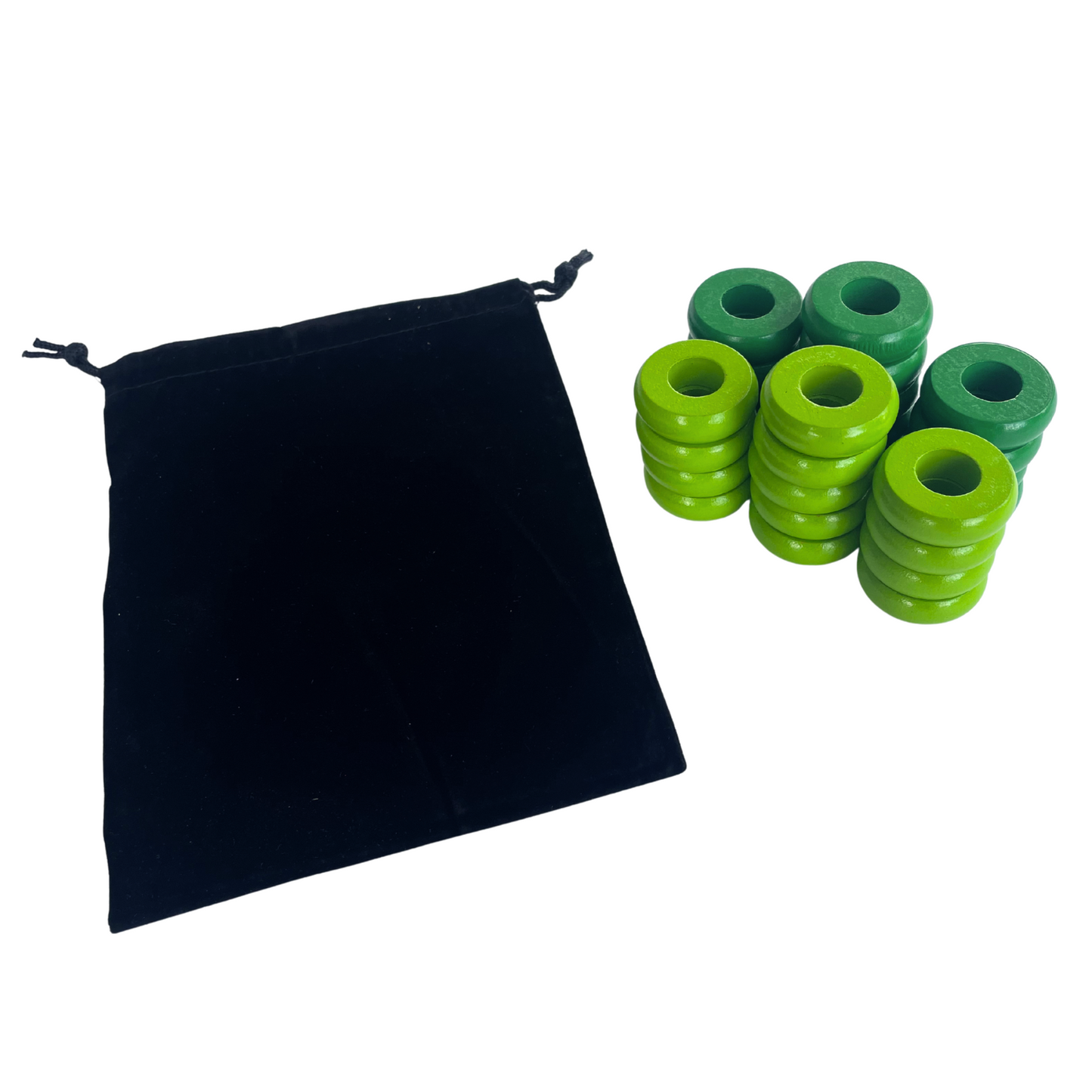 32 Green and Lime Green Carrom / Pichenotte Rings - (Green / Lime Green / Natural / Black / White) - Anneaux De Pichenottes - Game Accessories / Accessoires De Jeu - Carrom Canada