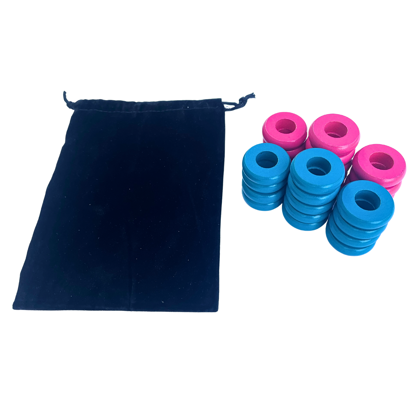 32 Pink and Light Blue Carrom / Pichenotte Rings - (Pink / Light Blue / Natural / Black / White) - Anneaux De Pichenottes - Game Accessories / Accessoires De Jeu - Carrom Canada