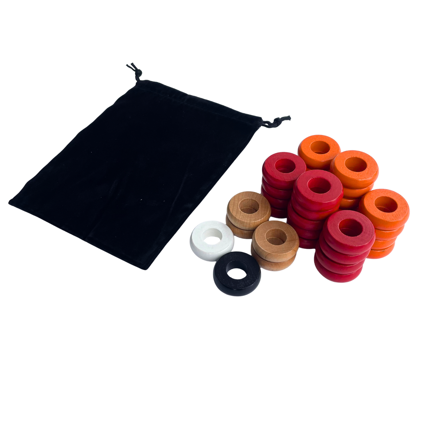 32 Red and Orange Carrom / Pichenotte Rings - (Red / Orange / Natural / Black / White) - Anneaux De Pichenottes - Game Accessories / Accessoires De Jeu - Carrom Canada