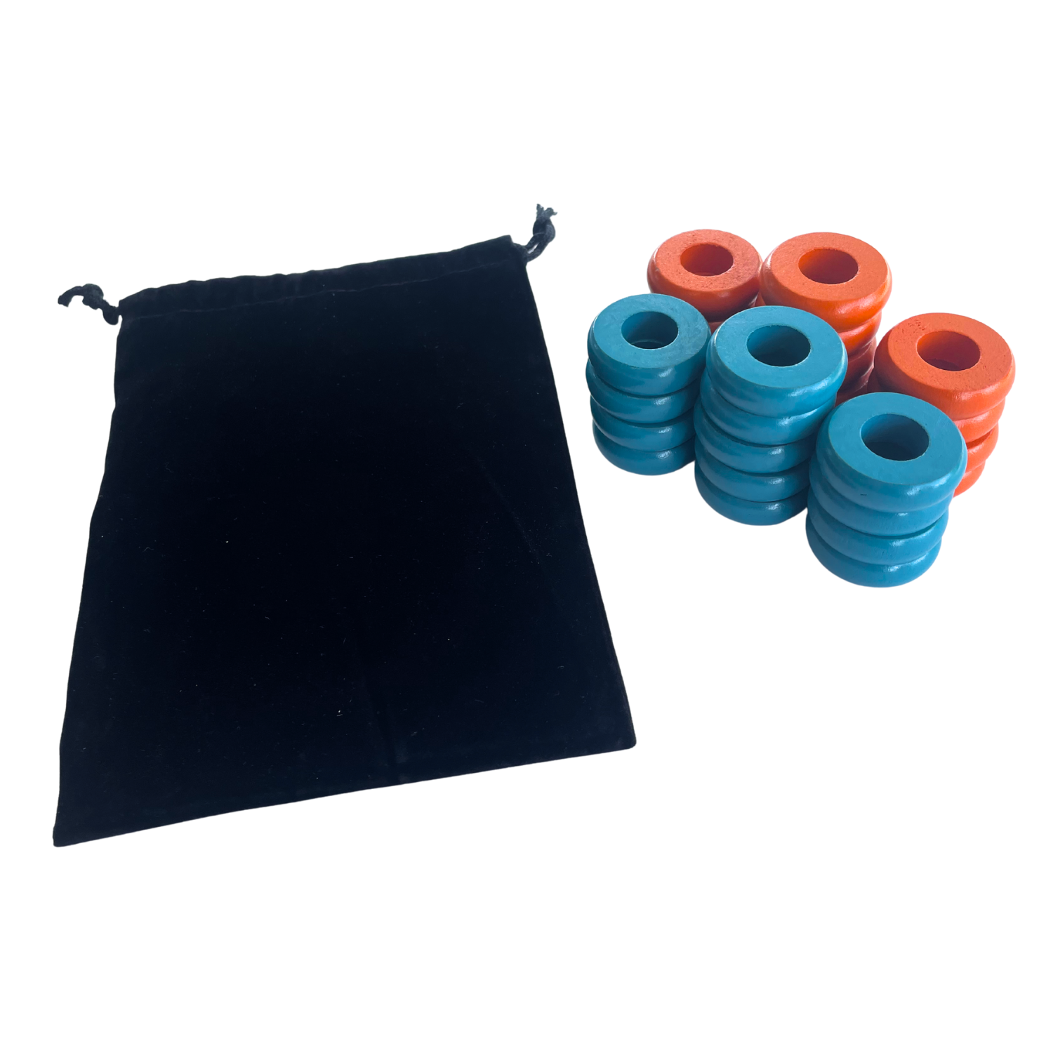 32 Orange and Light Blue Carrom / Pichenotte Rings - (Orange / Light Blue / Natural / Black / White) - Anneaux De Pichenottes - Game Accessories / Accessoires De Jeu - Carrom Canada