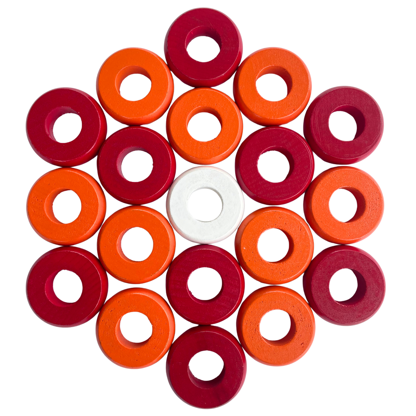 32 Red and Orange Carrom / Pichenotte Rings - (Red / Orange / Natural / Black / White) - Anneaux De Pichenottes - Game Accessories / Accessoires De Jeu - Carrom Canada