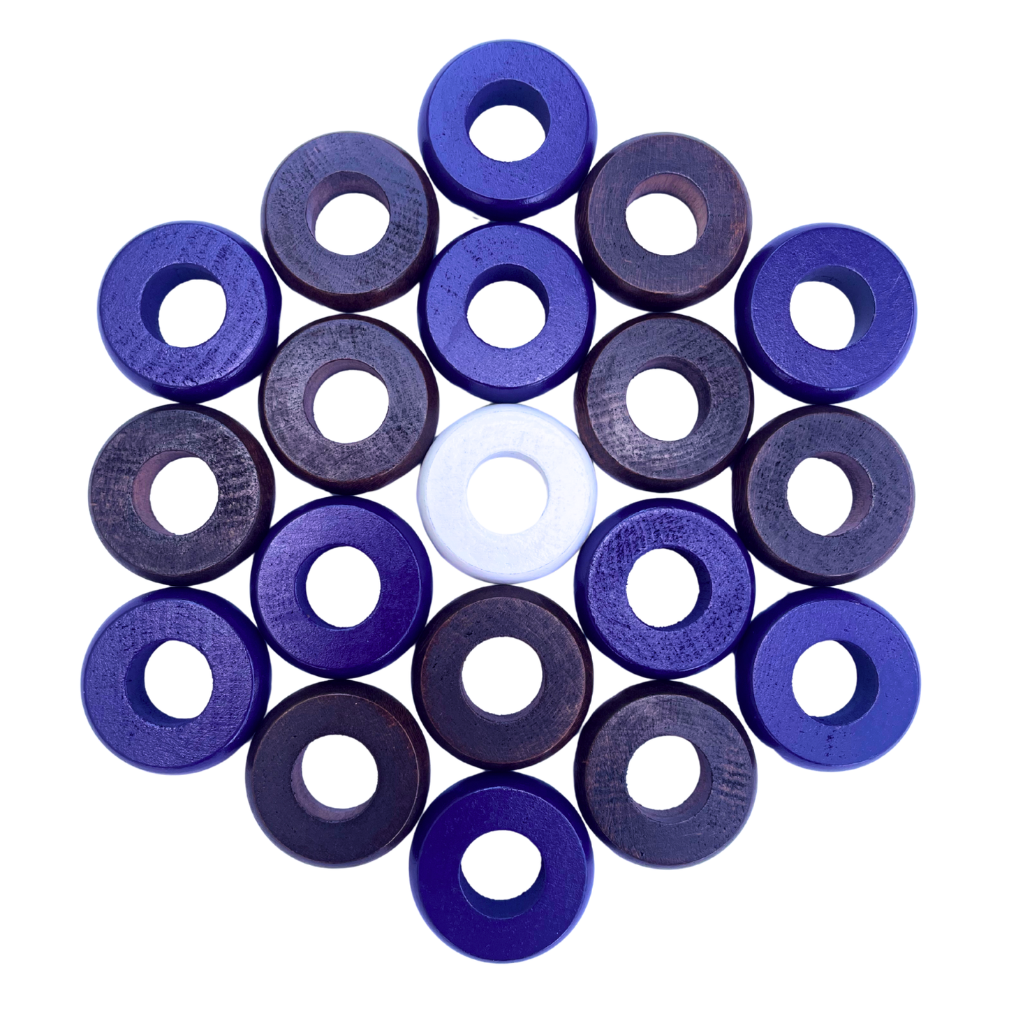 32 Purple and Walnut Carrom / Pichenotte Rings - (Purple / Walnut / Natural / Black / White) - Anneaux De Pichenottes - Game Accessories / Accessoires De Jeu - Carrom Canada
