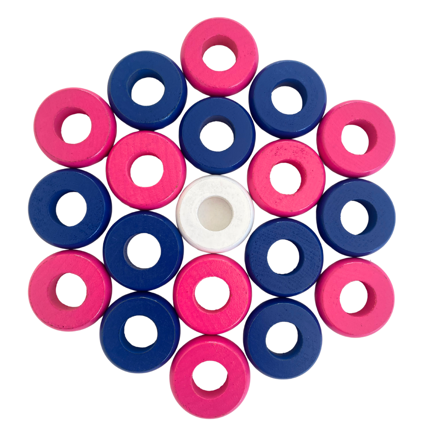 32 Blue and Pink Carrom / Pichenotte Rings - (Blue / Pink / Natural / Black / White) - Anneaux De Pichenottes - Game Accessories / Accessoires De Jeu - Carrom Canada