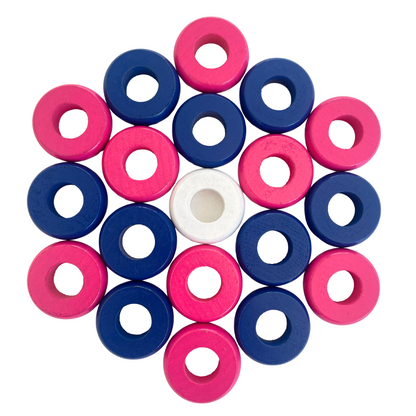 32 Blue and Pink Carrom / Pichenotte Rings - (Blue / Pink / Natural / Black / White) - Anneaux De Pichenottes - Game Accessories / Accessoires De Jeu - Carrom Canada
