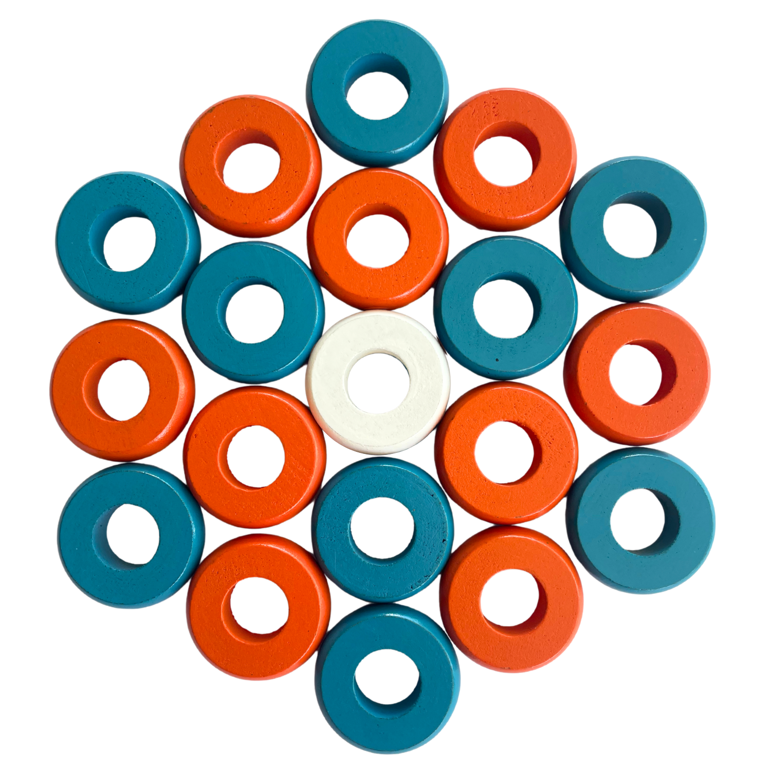 32 Orange and Light Blue Carrom / Pichenotte Rings - (Orange / Light Blue / Natural / Black / White) - Anneaux De Pichenottes - Game Accessories / Accessoires De Jeu - Carrom Canada