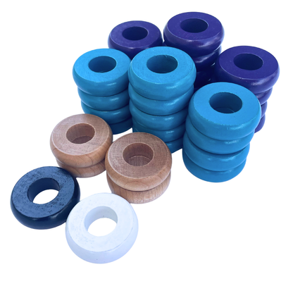 32 Purple and Light Blue Carrom / Pichenotte Rings - (Purple / Light Blue / Natural / Black / White) - Anneaux De Pichenottes - Game Accessories / Accessoires De Jeu - Carrom Canada