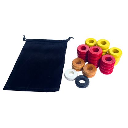 32 Red and Yellow Carrom / Pichenotte Rings - (Red / Yellow / Natural / Black / White) - Anneaux De Pichenottes - Game Accessories / Accessoires De Jeu - Carrom Canada