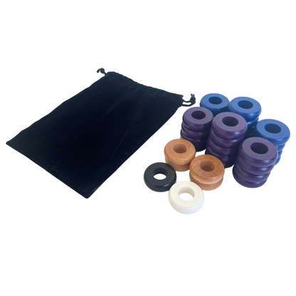 32 Blue and Purple Carrom / Pichenotte Rings - (Blue / Purple / Natural / Black / White) - Anneaux De Pichenottes - Game Accessories / Accessoires De Jeu - Carrom Canada