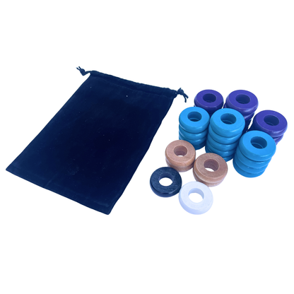32 Purple and Light Blue Carrom / Pichenotte Rings - (Purple / Light Blue / Natural / Black / White) - Anneaux De Pichenottes - Game Accessories / Accessoires De Jeu - Carrom Canada