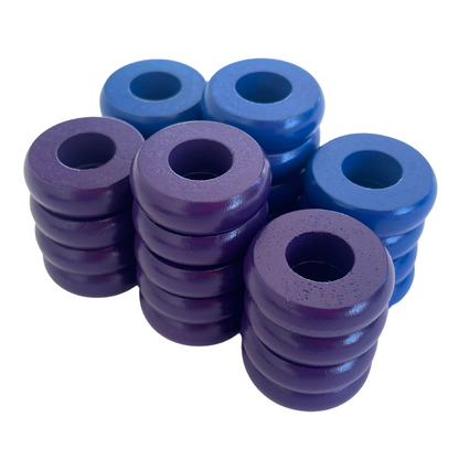 32 Blue and Purple Carrom / Pichenotte Rings - (Blue / Purple / Natural / Black / White) - Anneaux De Pichenottes - Game Accessories / Accessoires De Jeu - Carrom Canada