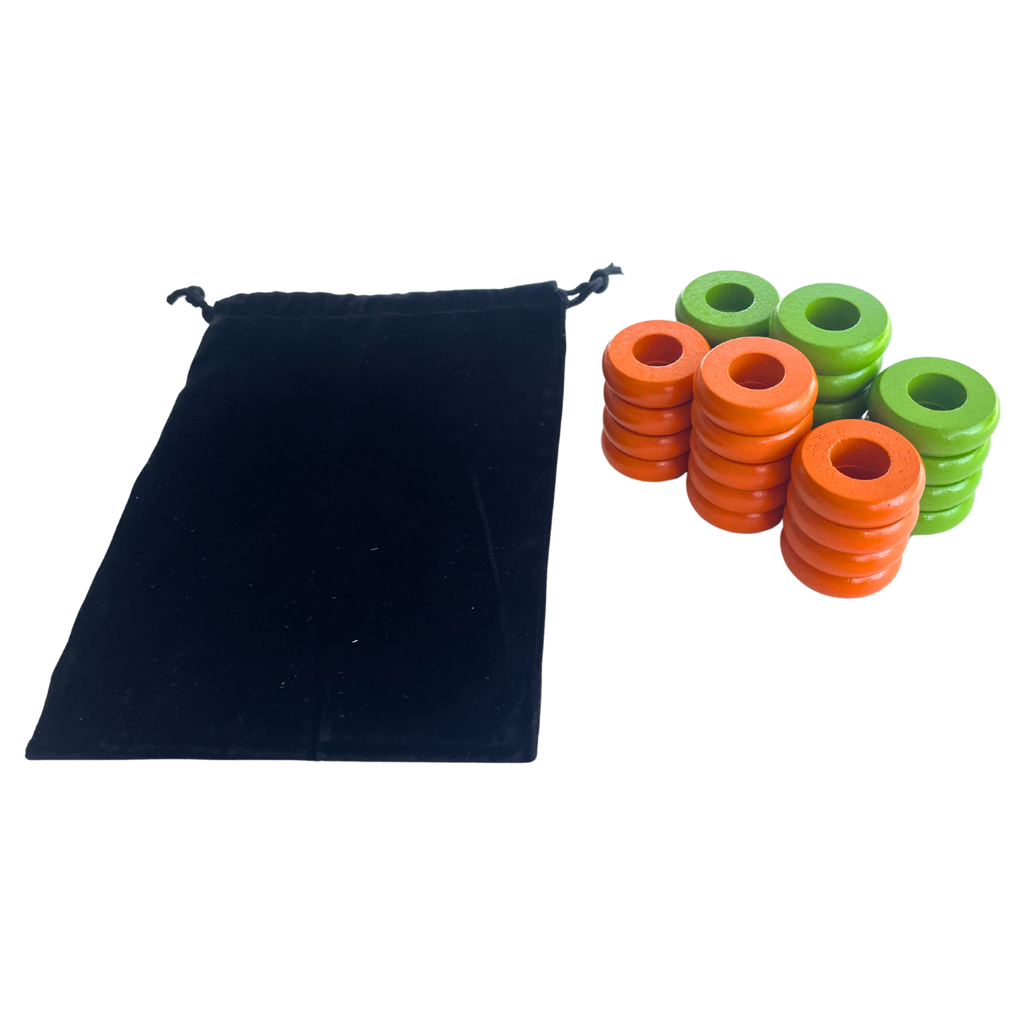32 Orange and Lime Green Carrom / Pichenotte Rings - (Orange / Lime Green / Natural / Black / White) - Anneaux De Pichenottes - Game Accessories / Accessoires De Jeu - Carrom Canada