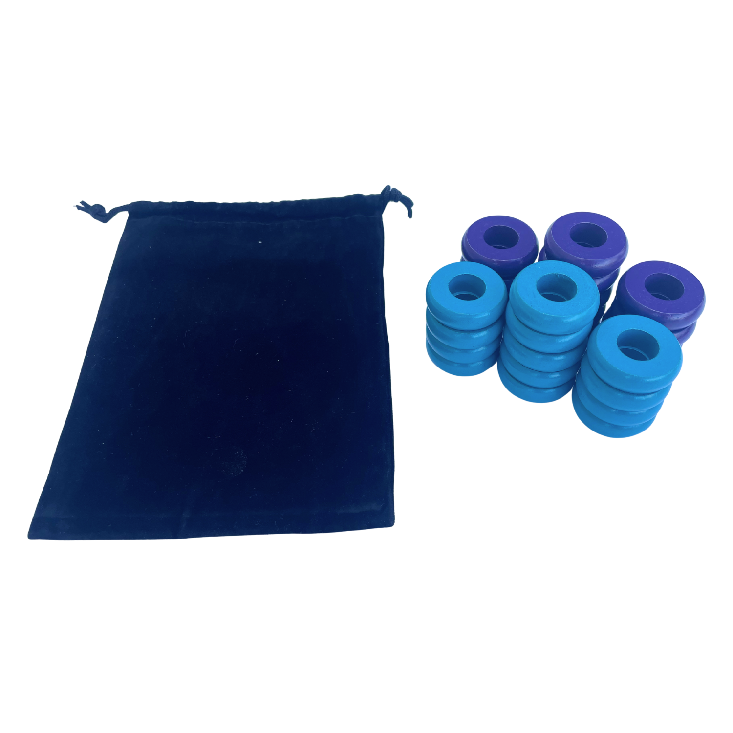 32 Purple and Light Blue Carrom / Pichenotte Rings - (Purple / Light Blue / Natural / Black / White) - Anneaux De Pichenottes - Game Accessories / Accessoires De Jeu - Carrom Canada