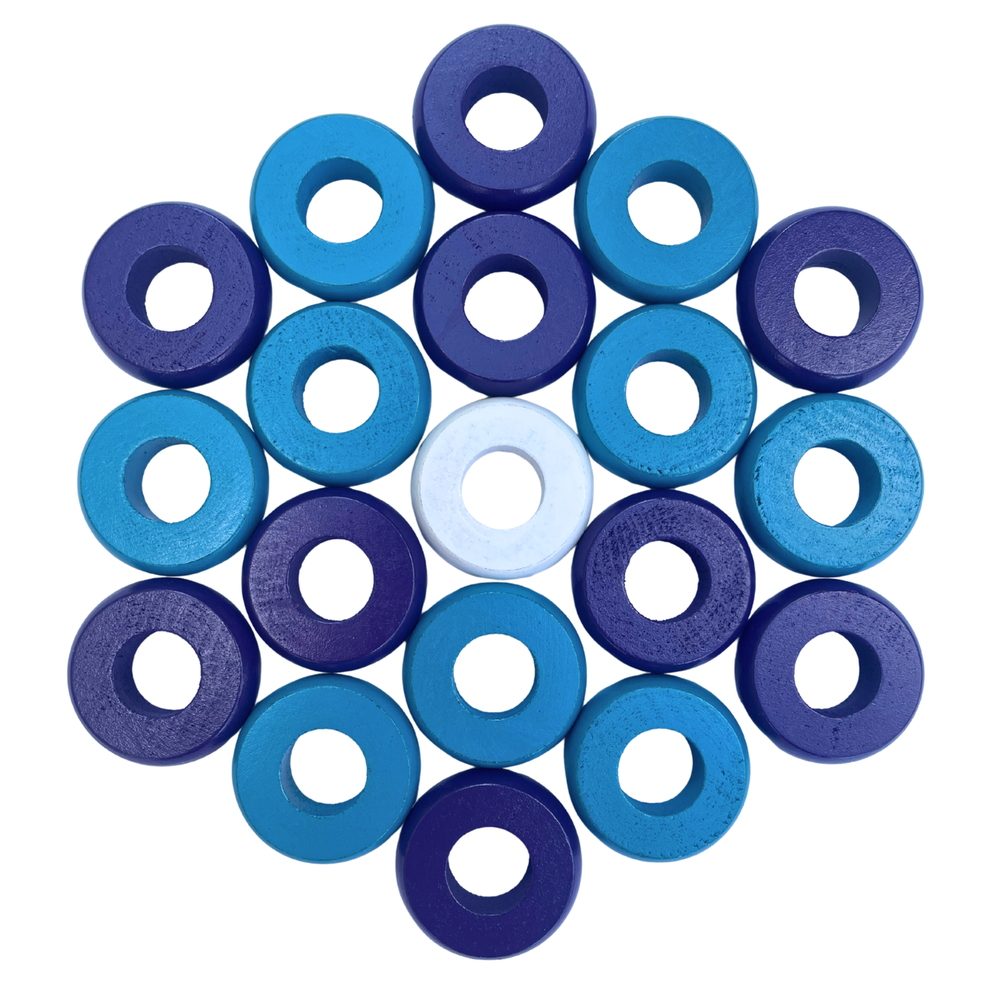 32 Purple and Light Blue Carrom / Pichenotte Rings - (Purple / Light Blue / Natural / Black / White) - Anneaux De Pichenottes - Game Accessories / Accessoires De Jeu - Carrom Canada