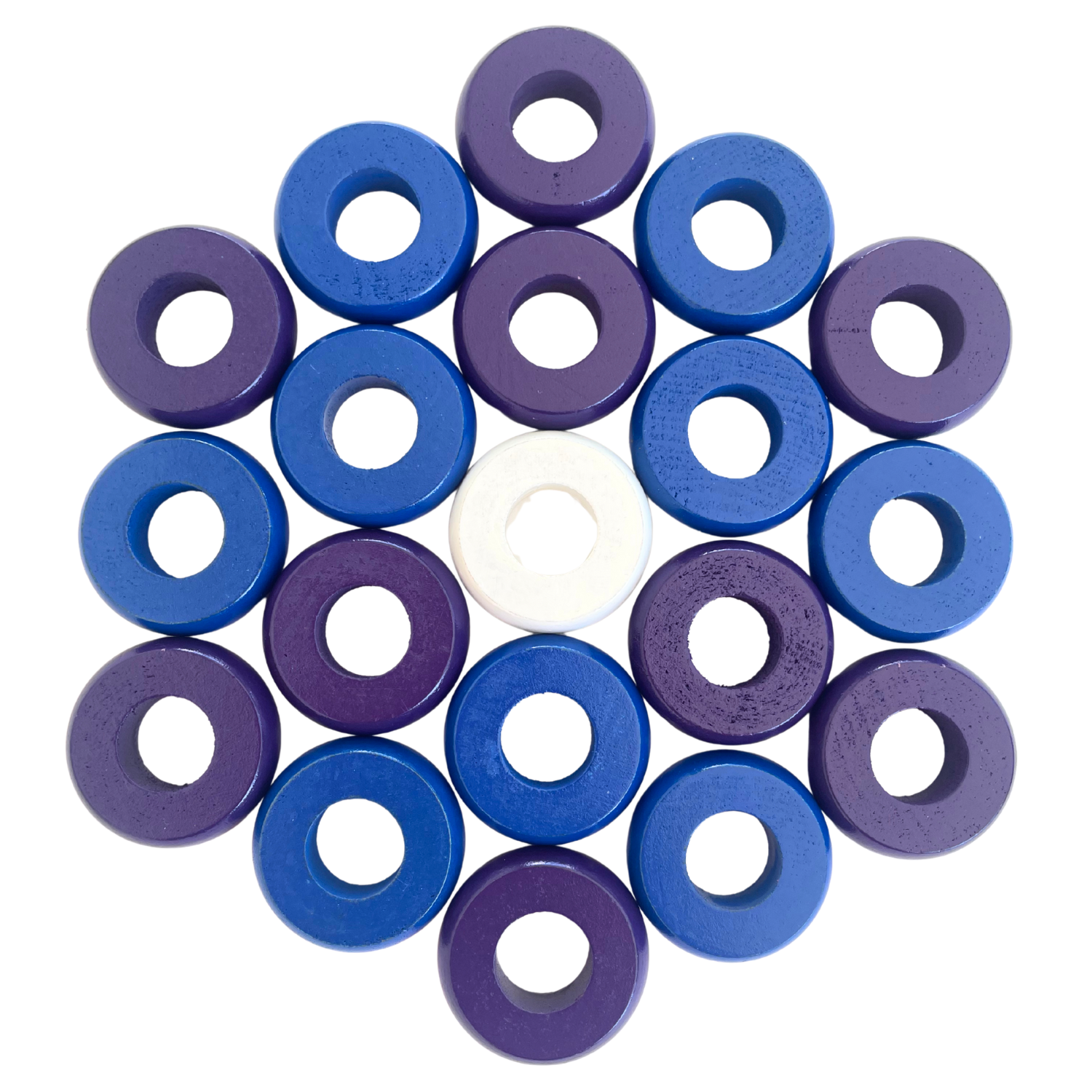 32 Blue and Purple Carrom / Pichenotte Rings - (Blue / Purple / Natural / Black / White) - Anneaux De Pichenottes - Game Accessories / Accessoires De Jeu - Carrom Canada