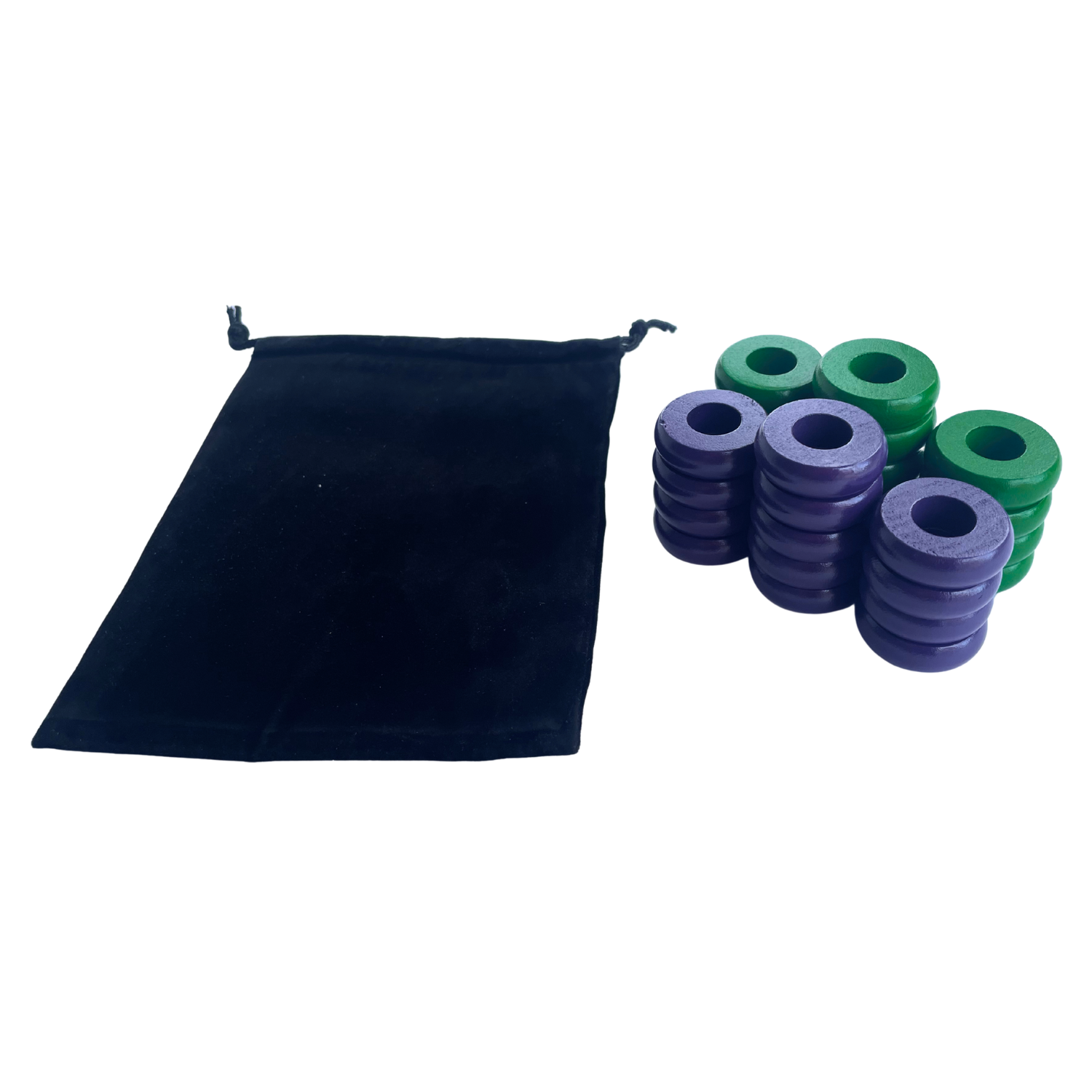 32 Green and Purple Carrom / Pichenotte Rings - (Green / Purple / Natural / Black / White) - Anneaux De Pichenottes - Game Accessories / Accessoires De Jeu - Carrom Canada