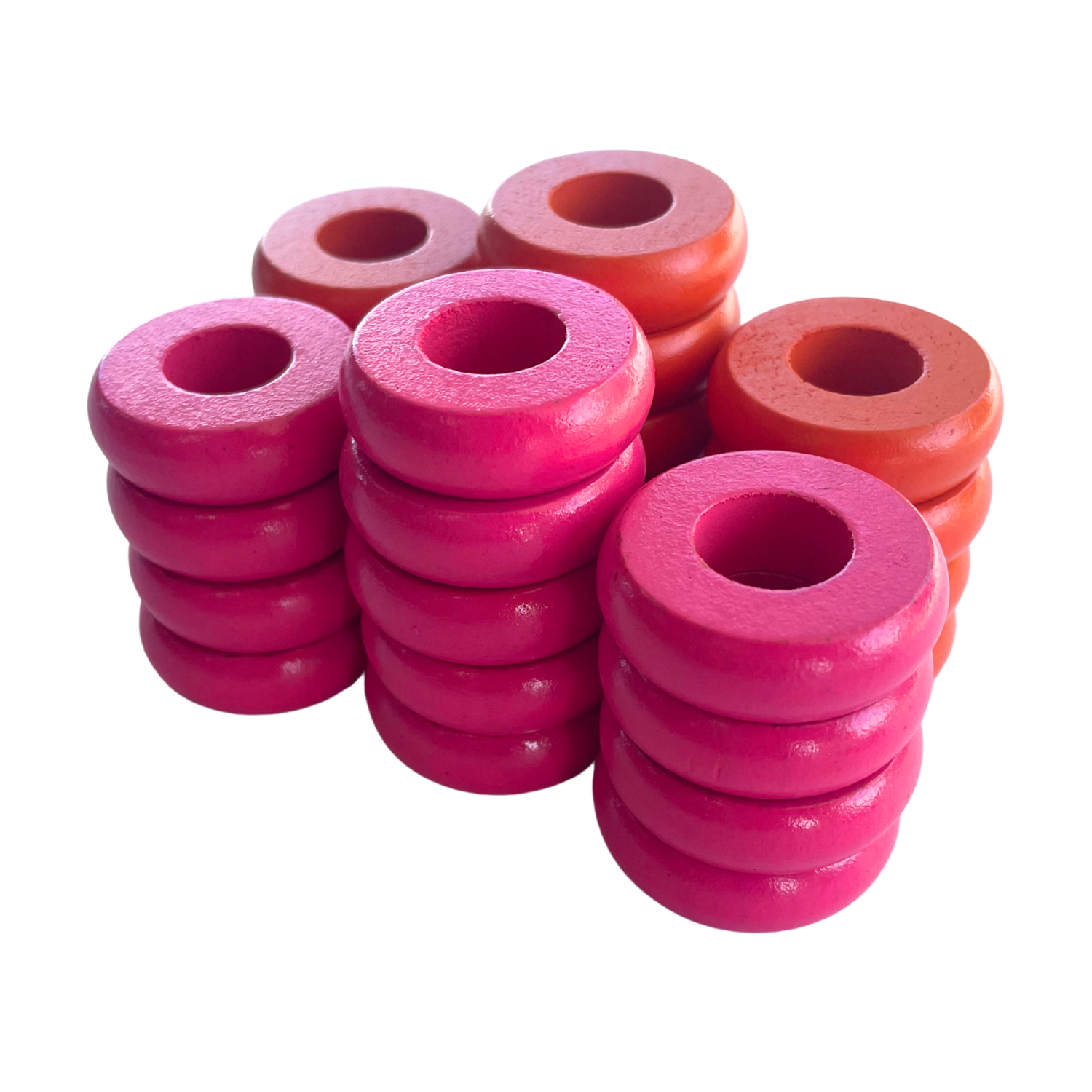 32 Orange and Pink Carrom / Pichenotte Rings - (Orange / Pink / Natural / Black / White) - Anneaux De Pichenottes - Game Accessories / Accessoires De Jeu - Carrom Canada