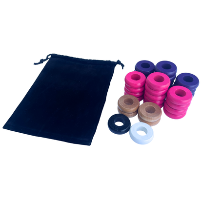32 Purple and Pink Carrom / Pichenotte Rings - (Purple / Pink / Natural / Black / White) - Anneaux De Pichenottes - Game Accessories / Accessoires De Jeu - Carrom Canada