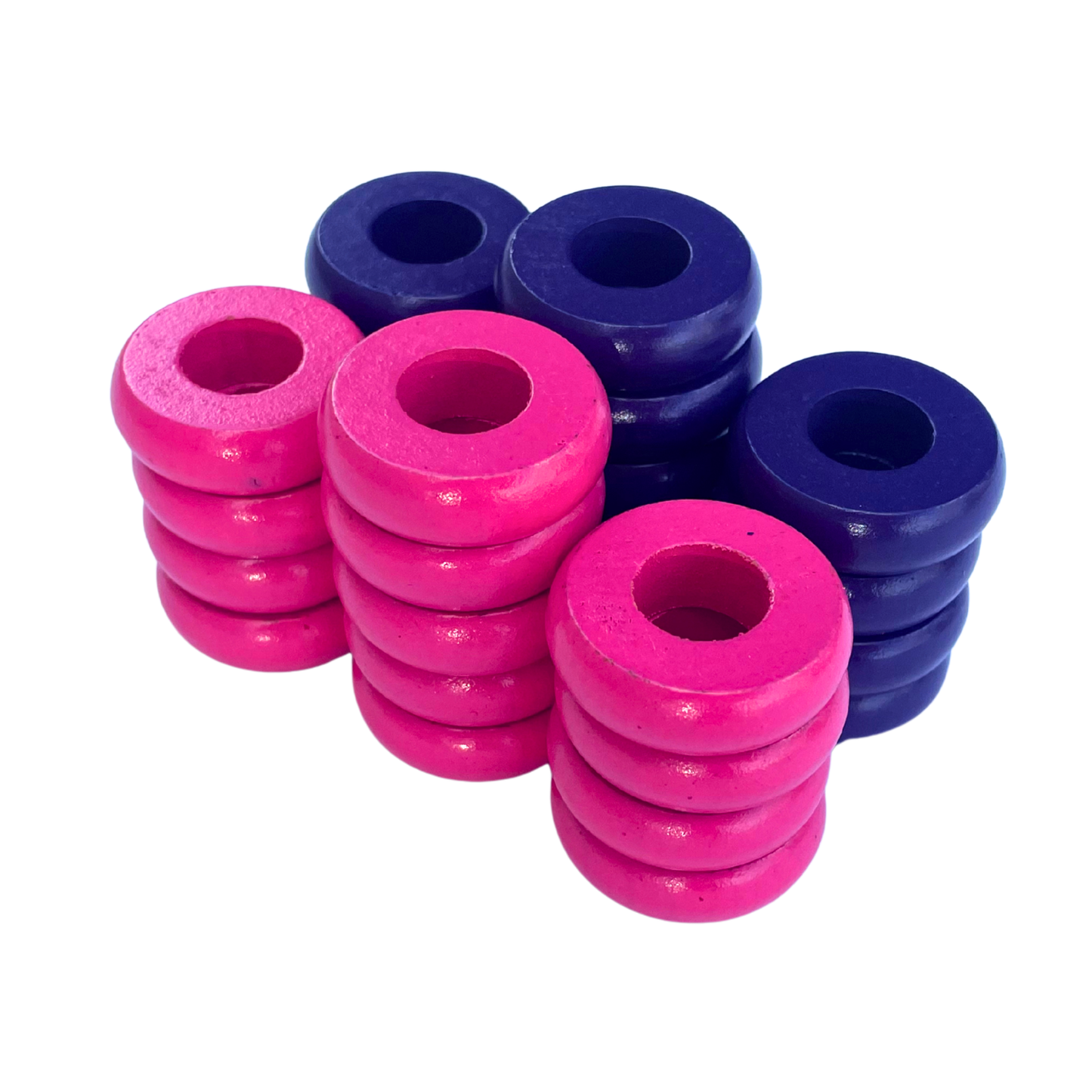 32 Purple and Pink Carrom / Pichenotte Rings - (Purple / Pink / Natural / Black / White) - Anneaux De Pichenottes - Game Accessories / Accessoires De Jeu - Carrom Canada