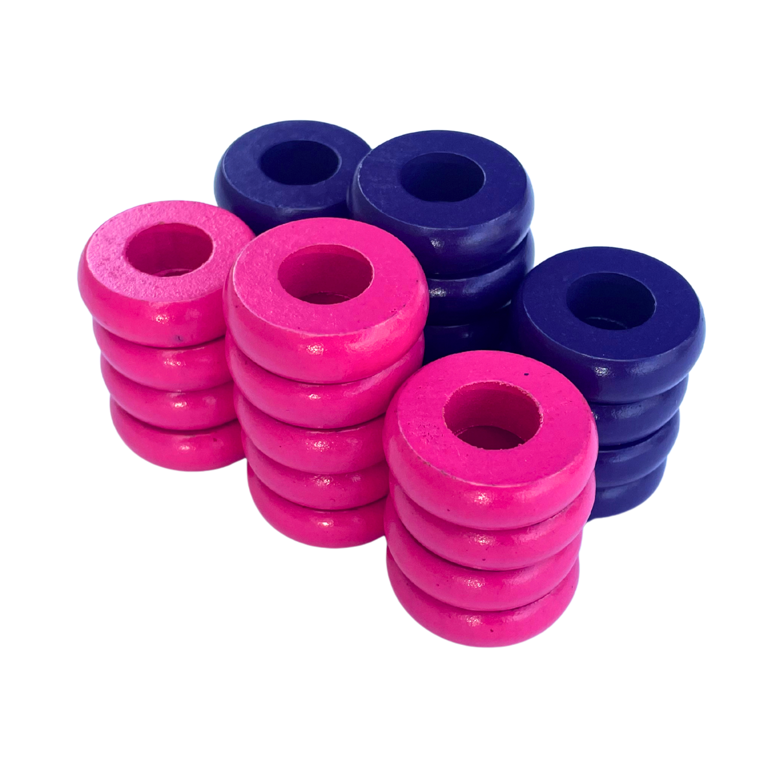 32 Purple and Pink Carrom / Pichenotte Rings - (Purple / Pink / Natural / Black / White) - Anneaux De Pichenottes - Game Accessories / Accessoires De Jeu - Carrom Canada