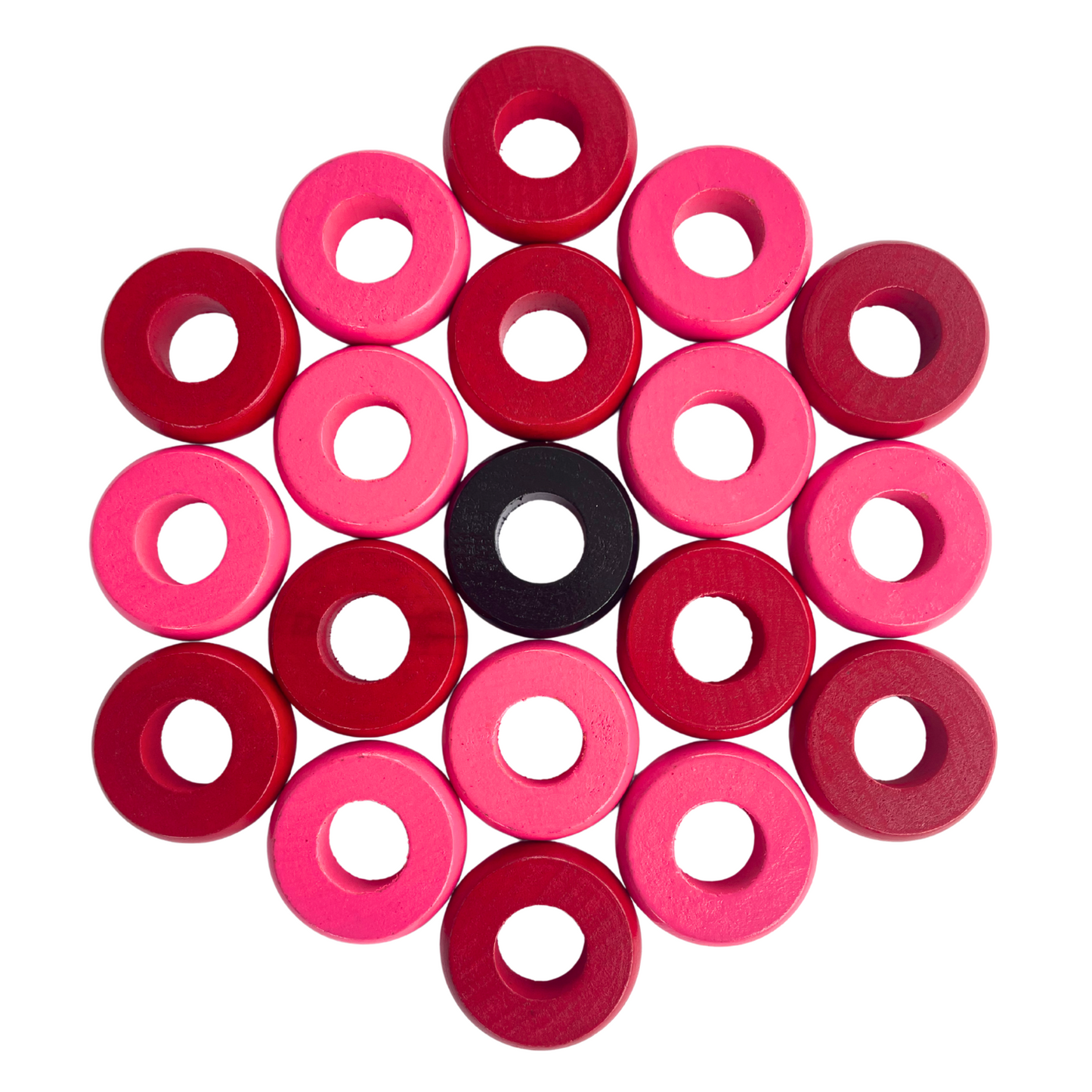 32 Red and Pink Carrom / Pichenotte Rings - (Red / Pink / Natural / Black / White) - Anneaux De Pichenottes - Game Accessories / Accessoires De Jeu - Carrom Canada