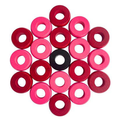 32 Red and Pink Carrom / Pichenotte Rings - (Red / Pink / Natural / Black / White) - Anneaux De Pichenottes - Game Accessories / Accessoires De Jeu - Carrom Canada