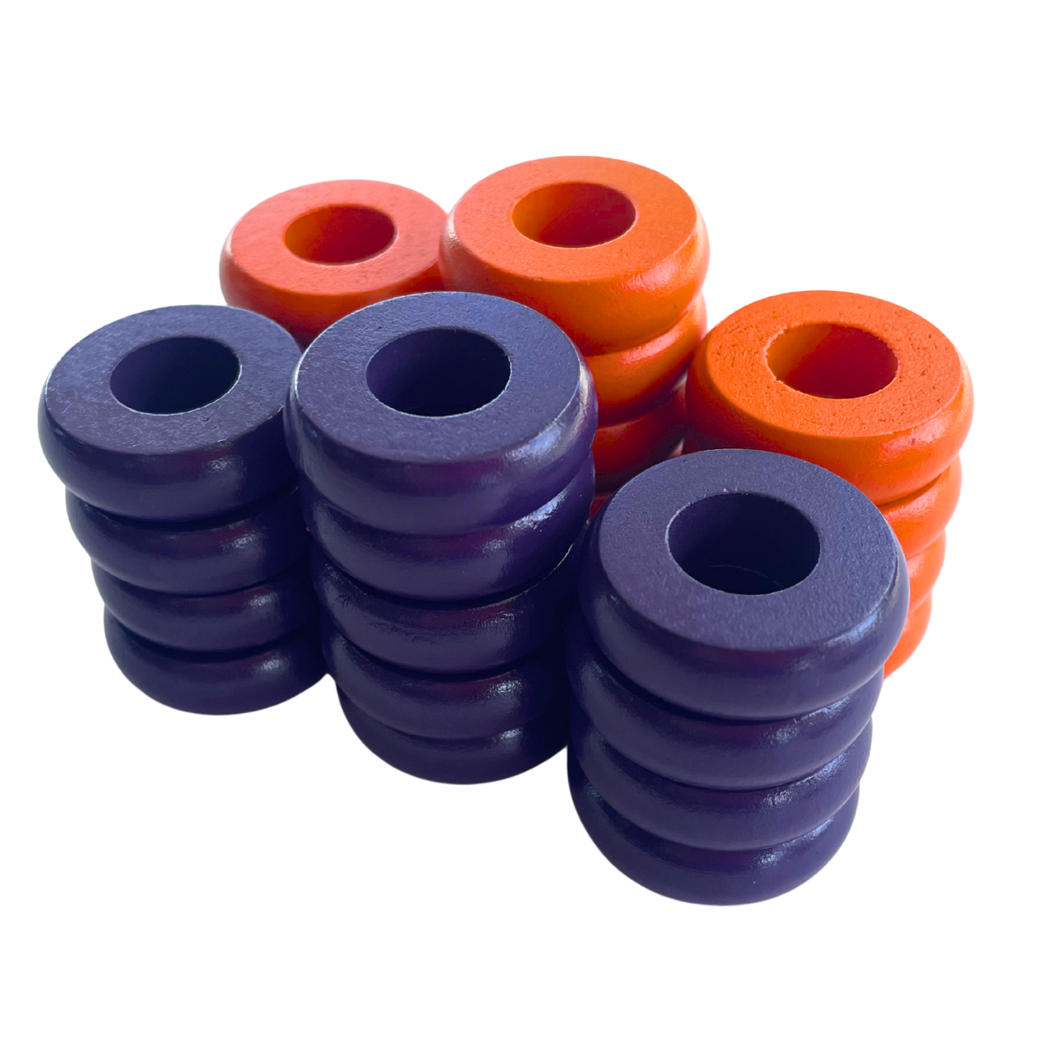 32 Orange and Purple Carrom / Pichenotte Rings - (Orange / Purple / Natural / Black / White) - Anneaux De Pichenottes - Game Accessories / Accessoires De Jeu - Carrom Canada