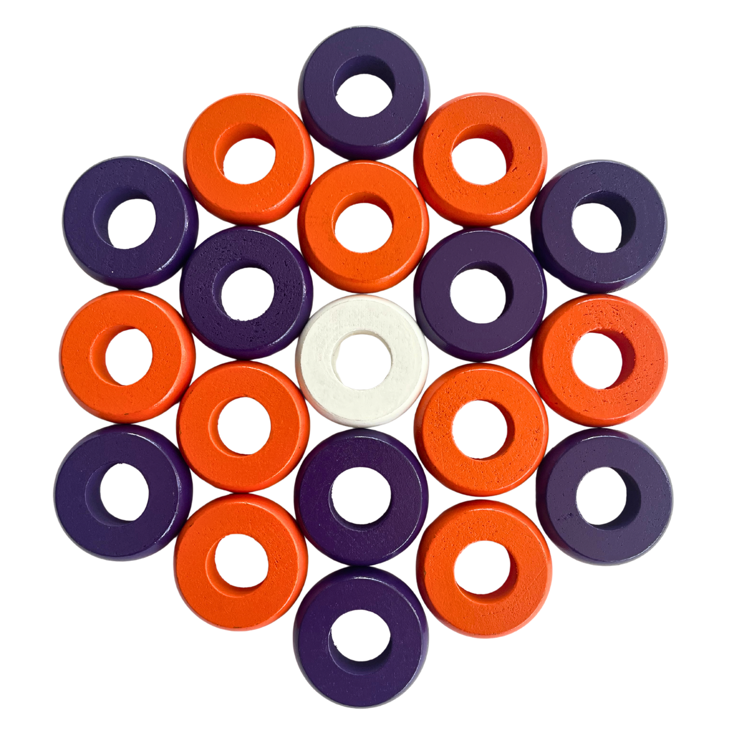 32 Orange and Purple Carrom / Pichenotte Rings - (Orange / Purple / Natural / Black / White) - Anneaux De Pichenottes - Game Accessories / Accessoires De Jeu - Carrom Canada