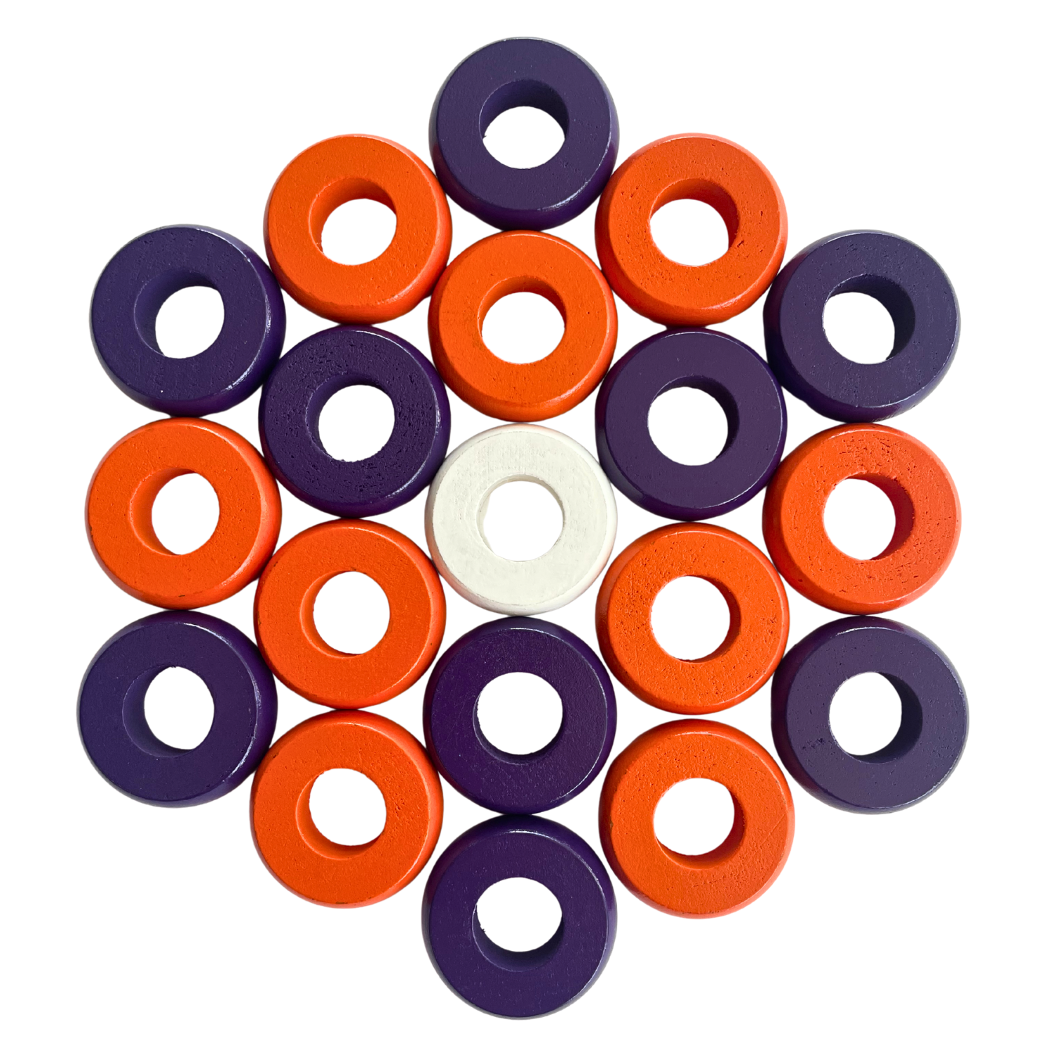 32 Orange and Purple Carrom / Pichenotte Rings - (Orange / Purple / Natural / Black / White) - Anneaux De Pichenottes - Game Accessories / Accessoires De Jeu - Carrom Canada