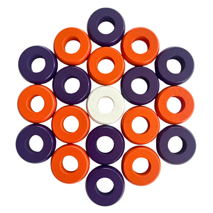 32 Orange and Purple Carrom / Pichenotte Rings - (Orange / Purple / Natural / Black / White) - Anneaux De Pichenottes - Game Accessories / Accessoires De Jeu - Carrom Canada