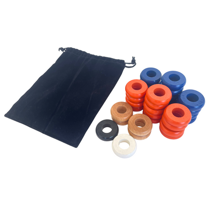 32 Blue and Orange Carrom / Pichenotte Rings - (Blue / Orange / Natural / Black / White) - Anneaux De Pichenottes - Game Accessories / Accessoires De Jeu - Carrom Canada