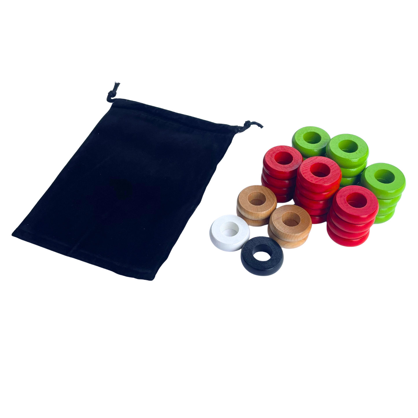 32 Red and Lime Green Carrom / Pichenotte Rings - (Red / Lime Green / Natural / Black / White) - Anneaux De Pichenottes - Game Accessories / Accessoires De Jeu - Carrom Canada
