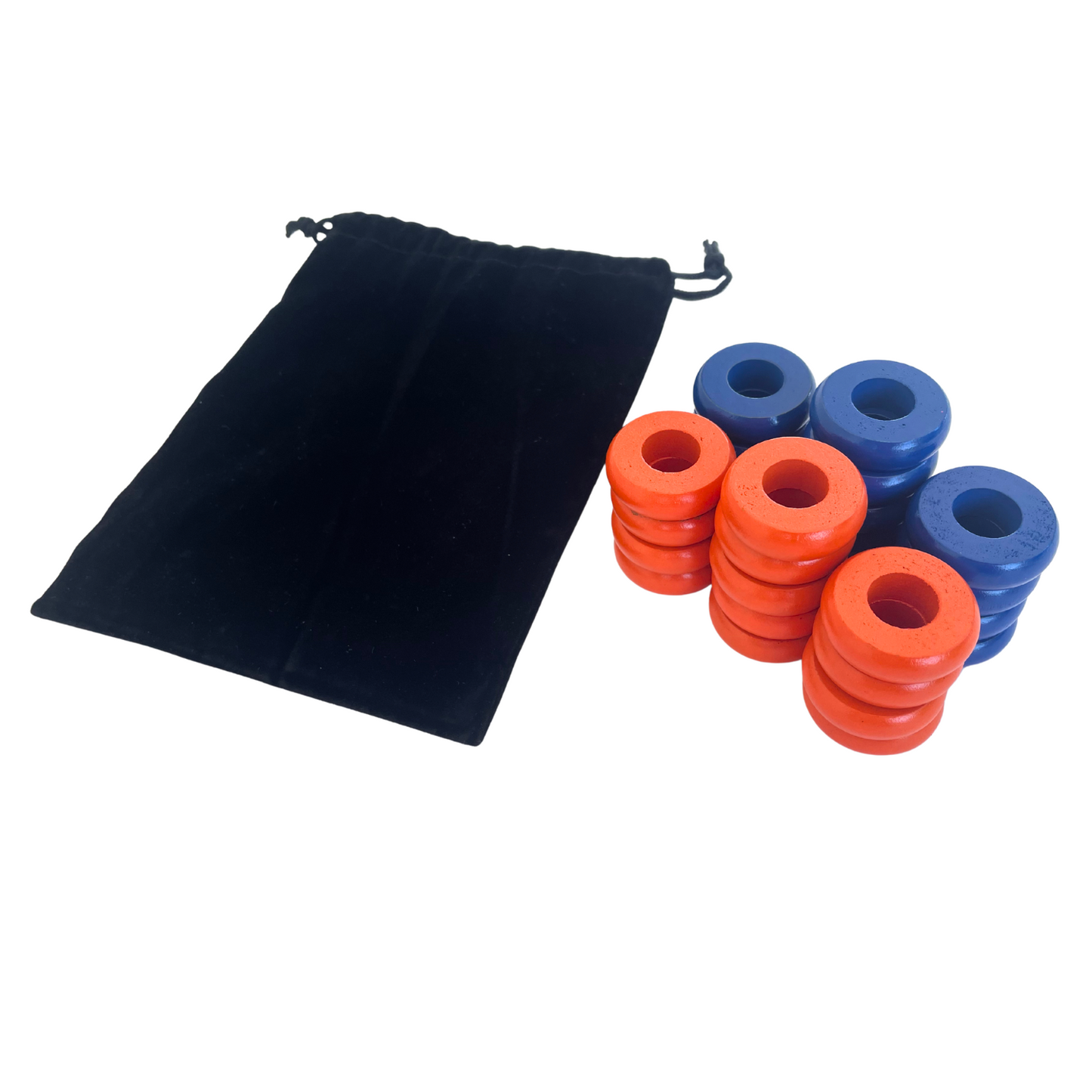 32 Blue and Orange Carrom / Pichenotte Rings - (Blue / Orange / Natural / Black / White) - Anneaux De Pichenottes - Game Accessories / Accessoires De Jeu - Carrom Canada