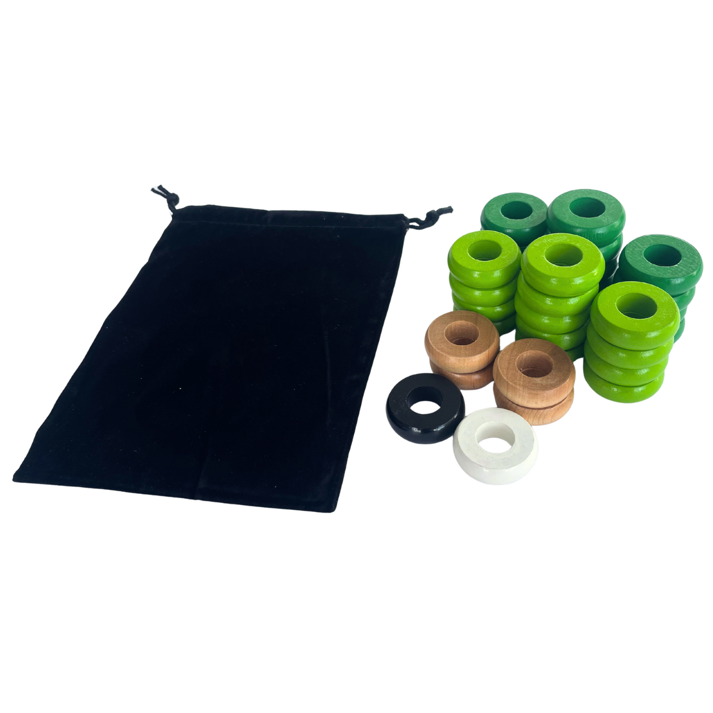 32 Green and Lime Green Carrom / Pichenotte Rings - (Green / Lime Green / Natural / Black / White) - Anneaux De Pichenottes - Game Accessories / Accessoires De Jeu - Carrom Canada