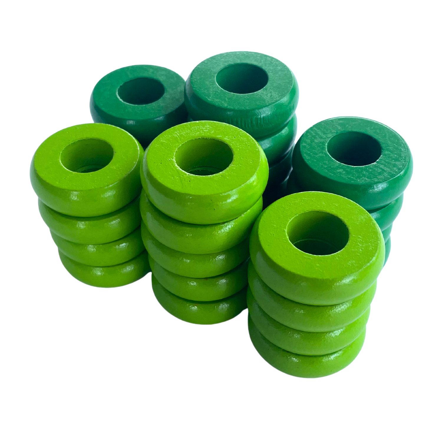 32 Green and Lime Green Carrom / Pichenotte Rings - (Green / Lime Green / Natural / Black / White) - Anneaux De Pichenottes - Game Accessories / Accessoires De Jeu - Carrom Canada