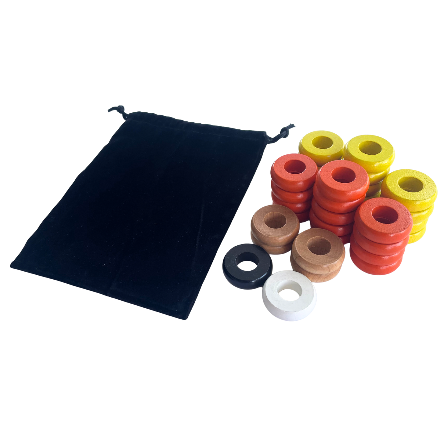 32 Orange and Yellow Carrom / Pichenotte Rings - (Orange / Yellow / Natural / Black / White) - Anneaux De Pichenottes - Game Accessories / Accessoires De Jeu - Carrom Canada