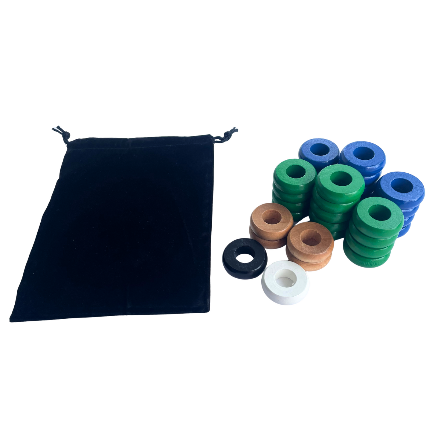 32 Green and Blue Carrom / Pichenotte Rings - (Green / Blue / Natural / Black / White) - Anneaux De Pichenottes - Game Accessories / Accessoires De Jeu - Carrom Canada