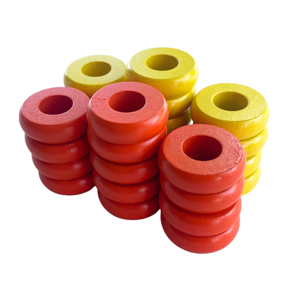 32 Orange and Yellow Carrom / Pichenotte Rings - (Orange / Yellow / Natural / Black / White) - Anneaux De Pichenottes - Game Accessories / Accessoires De Jeu - Carrom Canada