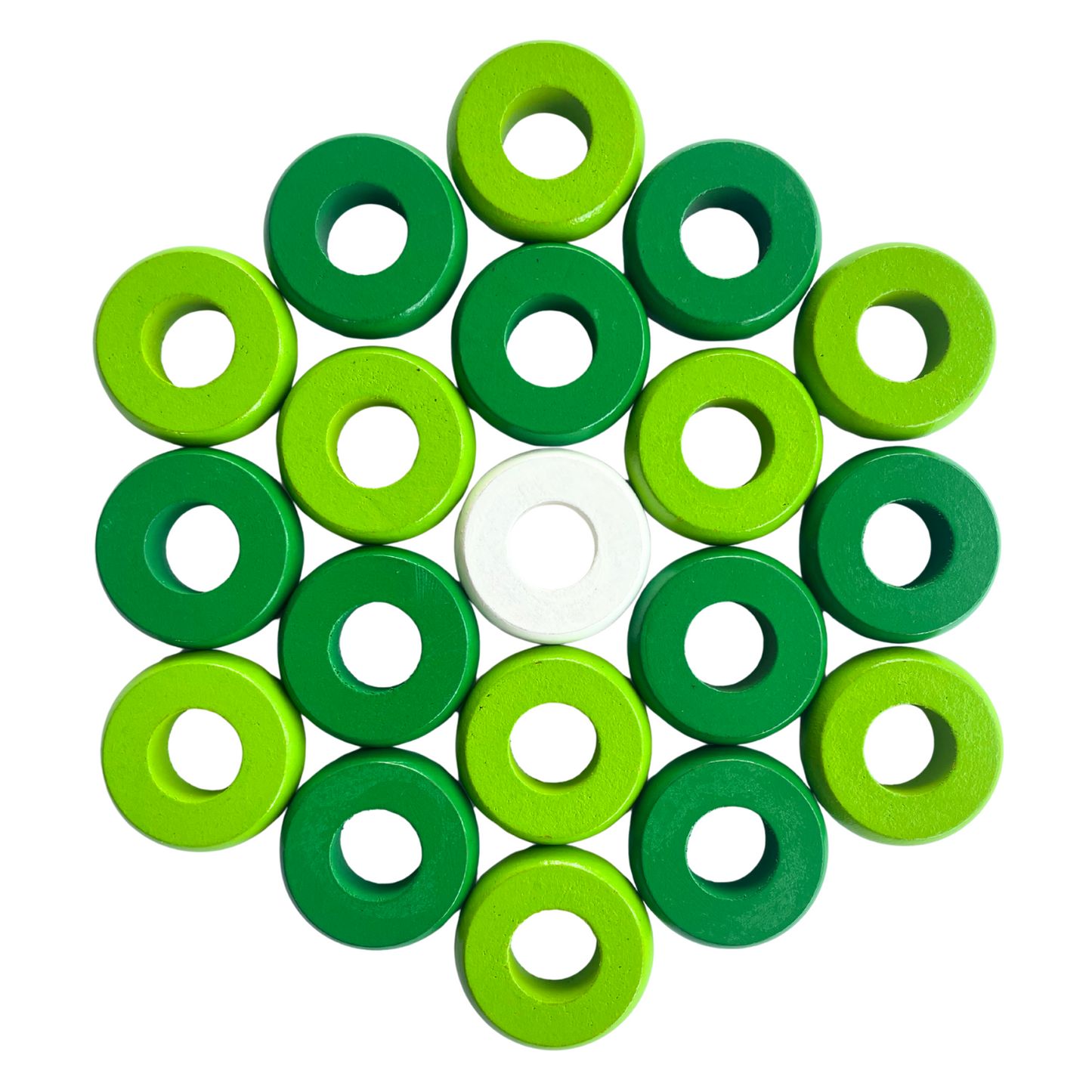 32 Green and Lime Green Carrom / Pichenotte Rings - (Green / Lime Green / Natural / Black / White) - Anneaux De Pichenottes - Game Accessories / Accessoires De Jeu - Carrom Canada