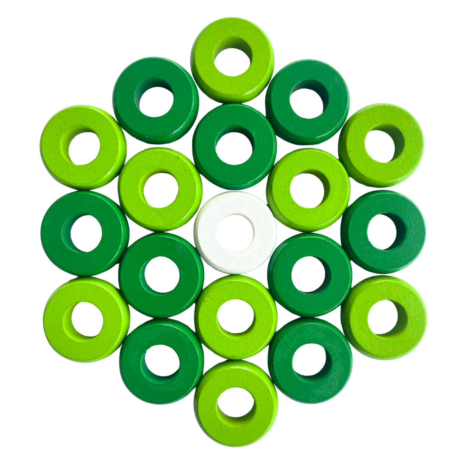 32 Green and Lime Green Carrom / Pichenotte Rings - (Green / Lime Green / Natural / Black / White) - Anneaux De Pichenottes - Game Accessories / Accessoires De Jeu - Carrom Canada