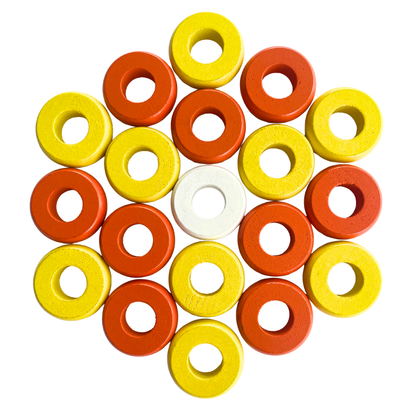 32 Orange and Yellow Carrom / Pichenotte Rings - (Orange / Yellow / Natural / Black / White) - Anneaux De Pichenottes - Game Accessories / Accessoires De Jeu - Carrom Canada