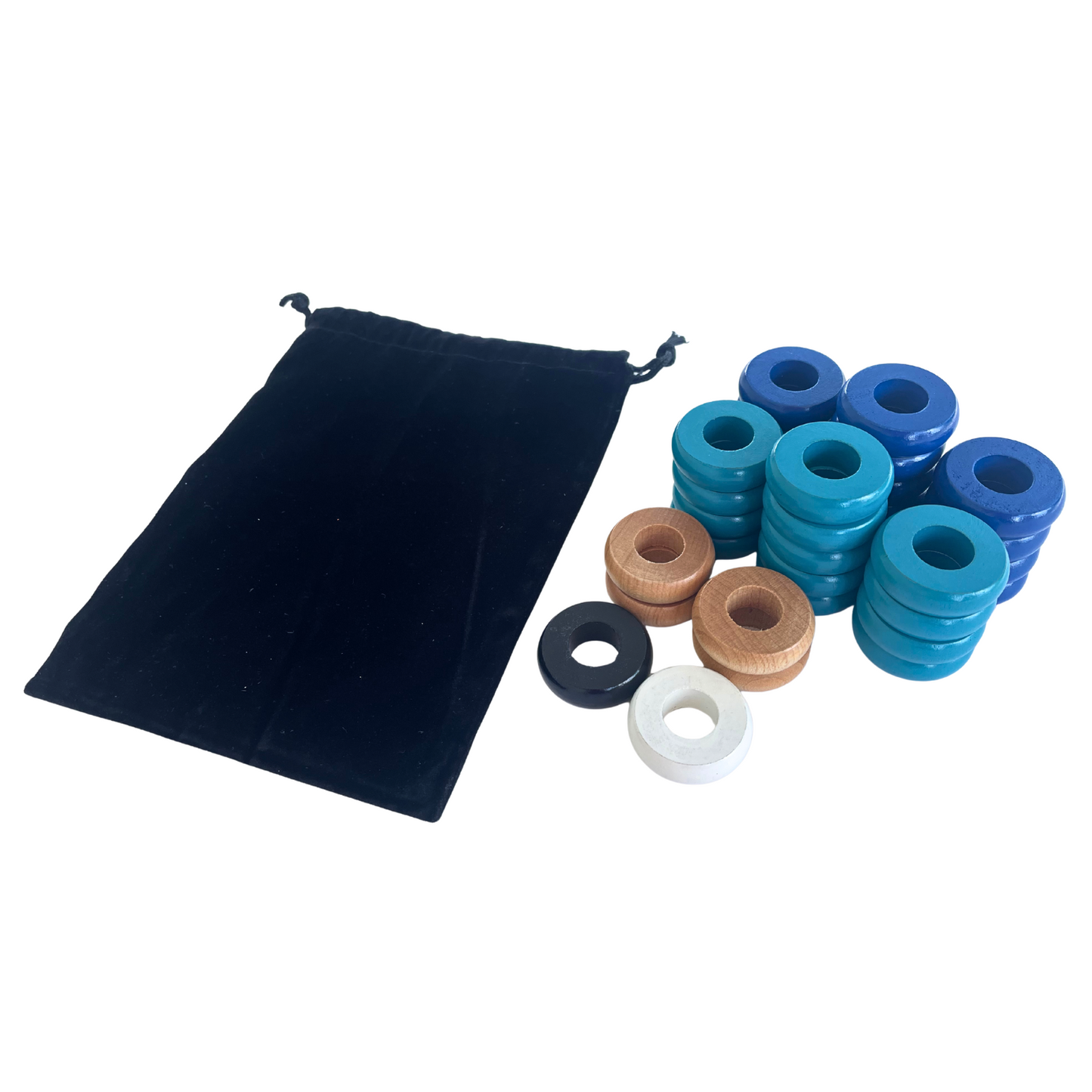 32 Blue and Light Blue Carrom / Pichenotte Rings - (Blue / Light Blue / Natural / Black / White) - Anneaux De Pichenottes - Game Accessories / Accessoires De Jeu - Carrom Canada