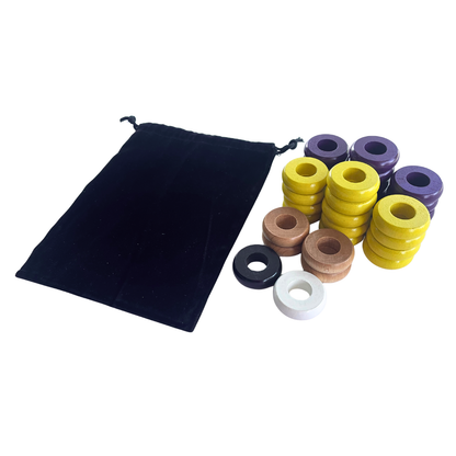 32 Yellow and Purple Carrom / Pichenotte Rings - (Yellow / Purple / Natural / Black / White) - Anneaux De Pichenottes - Game Accessories / Accessoires De Jeu - Carrom Canada