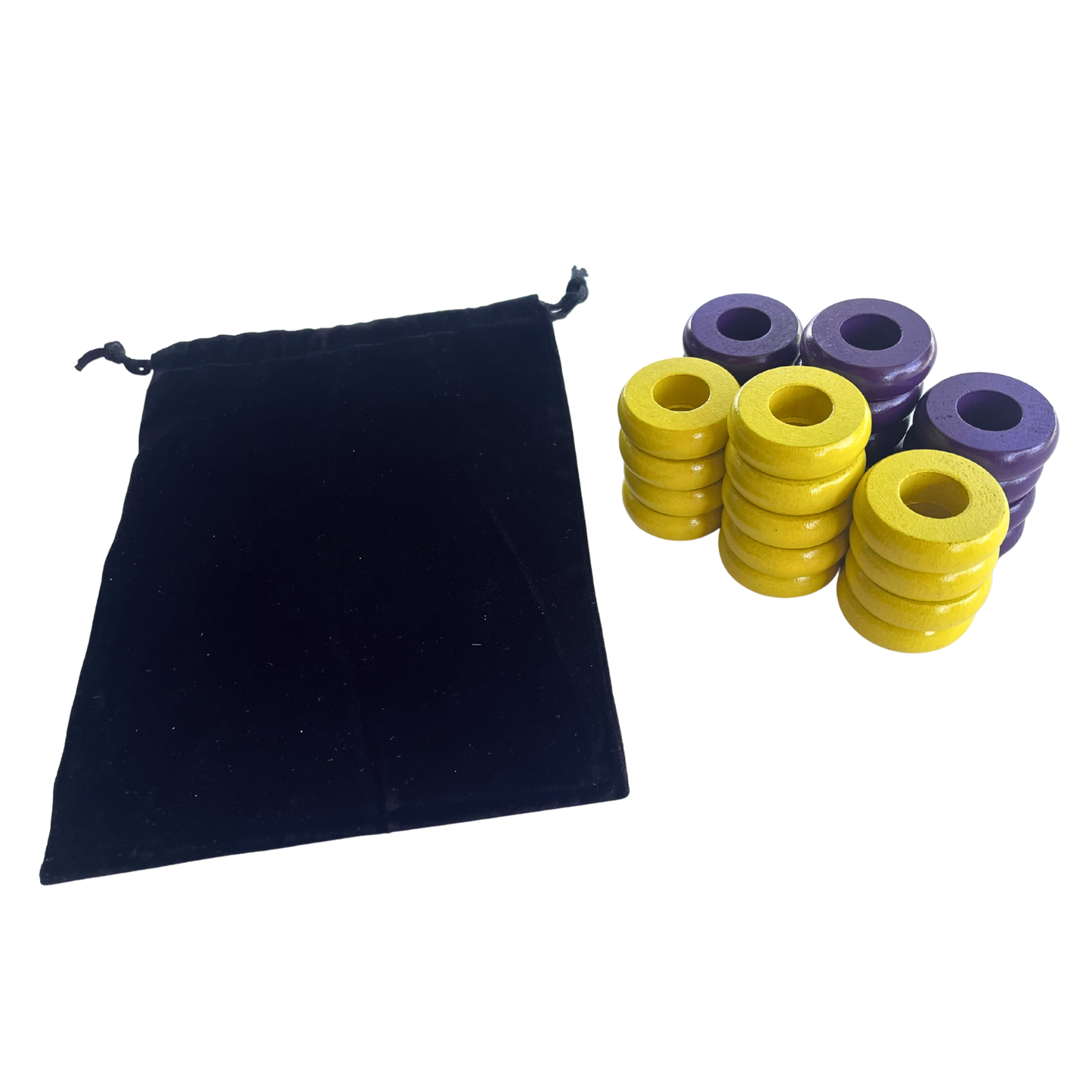 32 Yellow and Purple Carrom / Pichenotte Rings - (Yellow / Purple / Natural / Black / White) - Anneaux De Pichenottes - Game Accessories / Accessoires De Jeu - Carrom Canada