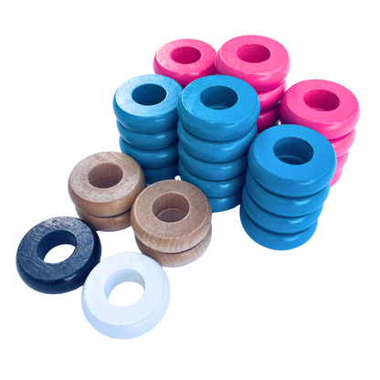32 Pink and Light Blue Carrom / Pichenotte Rings - (Pink / Light Blue / Natural / Black / White) - Anneaux De Pichenottes - Game Accessories / Accessoires De Jeu - Carrom Canada