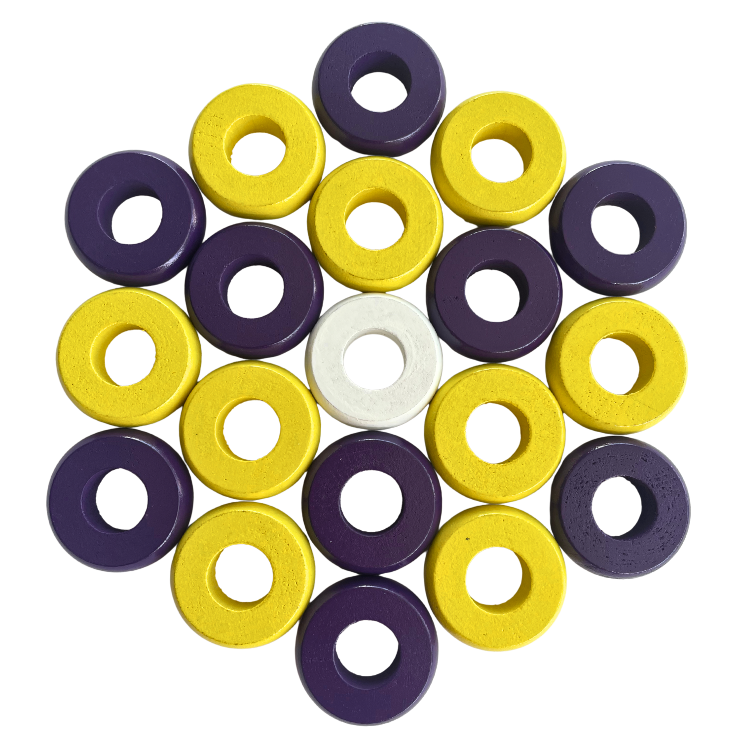 32 Yellow and Purple Carrom / Pichenotte Rings - (Yellow / Purple / Natural / Black / White) - Anneaux De Pichenottes - Game Accessories / Accessoires De Jeu - Carrom Canada