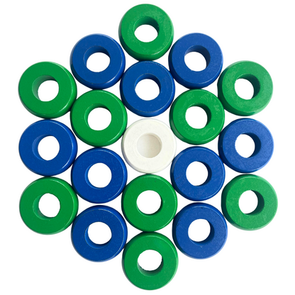 32 Green and Blue Carrom / Pichenotte Rings - (Green / Blue / Natural / Black / White) - Anneaux De Pichenottes - Game Accessories / Accessoires De Jeu - Carrom Canada