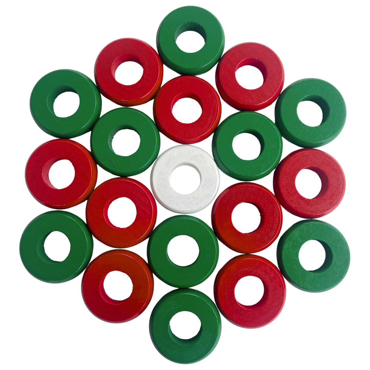 32 Red and Green Carrom / Pichenotte Rings - (Red / Green/ Natural/ Black / White) - Anneaux De Pichenottes - Game Accessories / Accessoires De Jeu - Carrom Canada