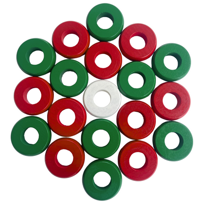 32 Red and Green Carrom / Pichenotte Rings - (Red / Green/ Natural/ Black / White) - Anneaux De Pichenottes - Game Accessories / Accessoires De Jeu - Carrom Canada